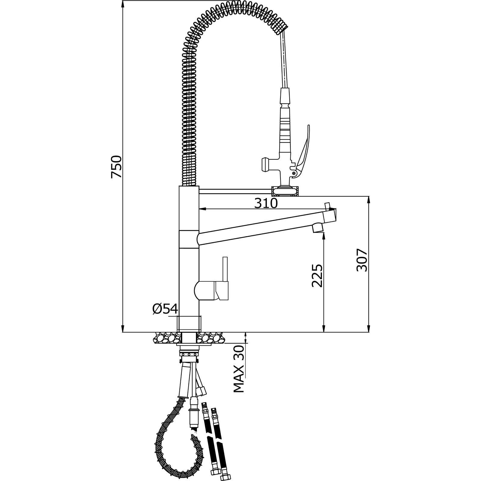 Moscow Pull Out Kitchen Mixer Tap (Chrome) - Image 2