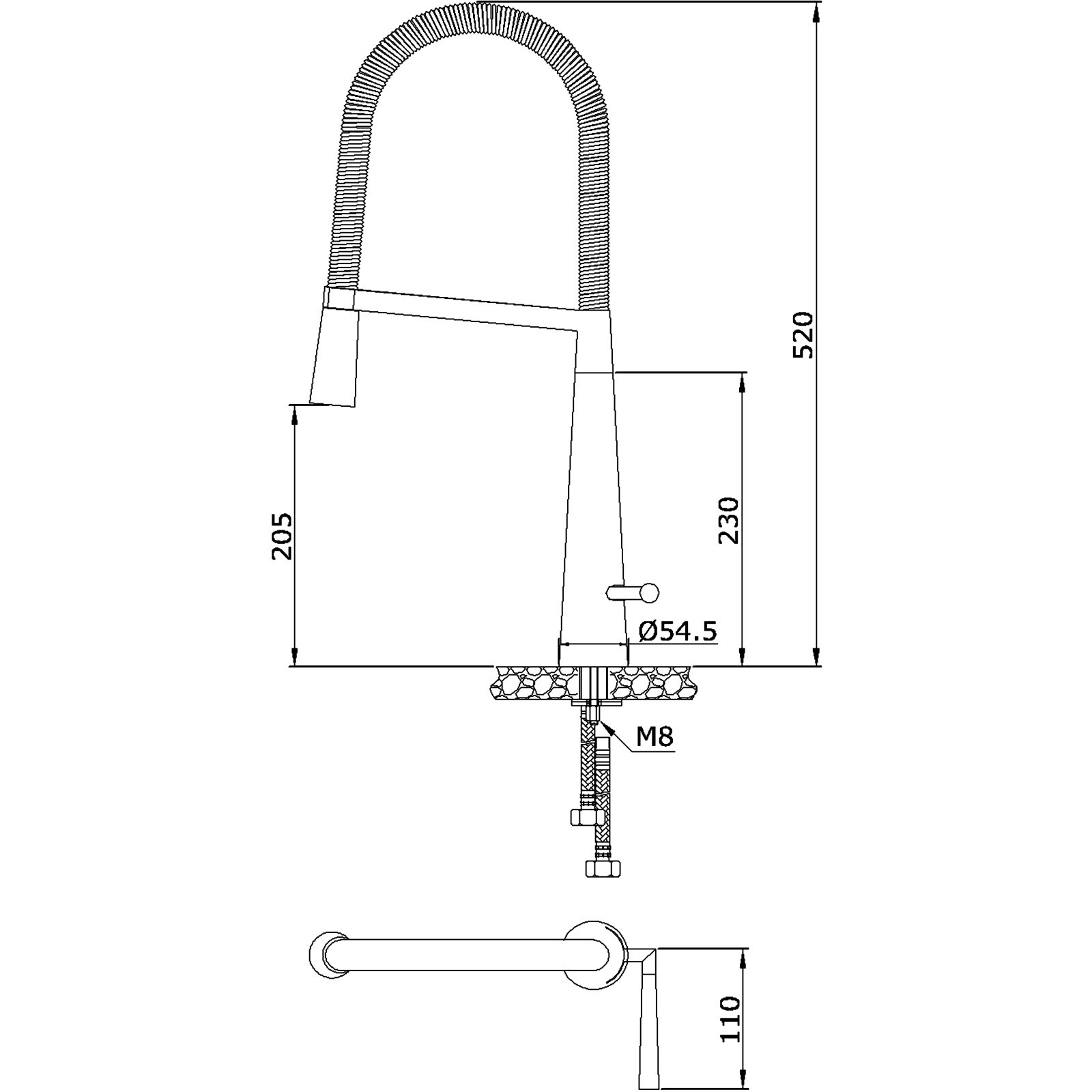 Monte Carlo Pull Out Kitchen Mixer Tap (Brushed) - Image 2